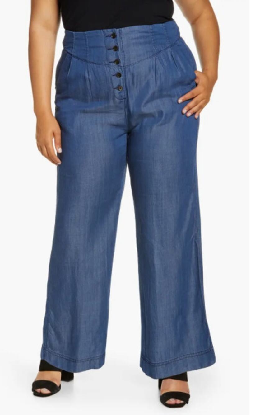 NWT Standards & Practices Wide Leg Pants Womens 3X Blue Pull On High Rise